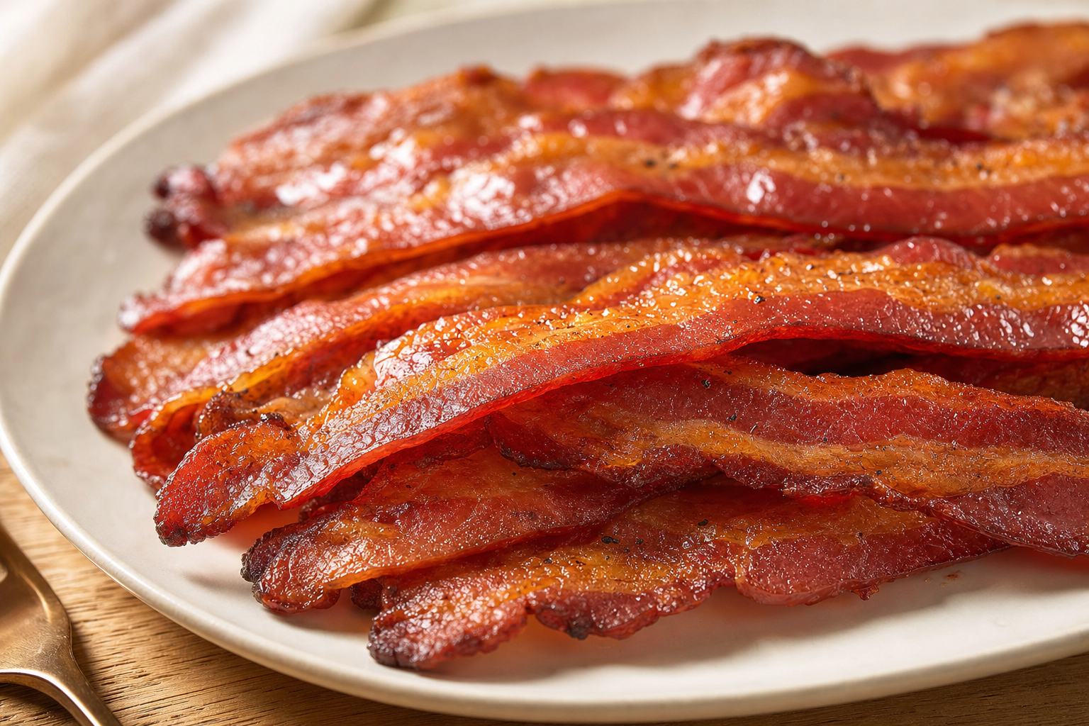 Air-fried Air Fryer Bacon: Crispy, No-Mess Recipe, plated and ready to serve